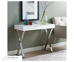 Chrome Stainless Steel Console Table with Lacquered Top