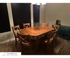 Solid Wood Counter Height Dining Table and 6 Chairs