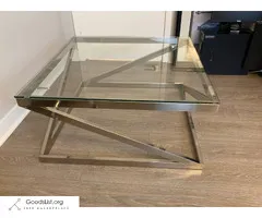 Modern metal & glass coffee table