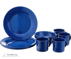 Coleman 12-Piece Enamel Dinnerware Set, Blue