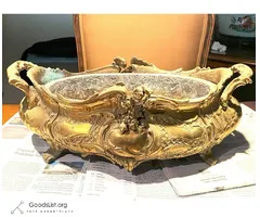 Antique French Rococo-Style Jardiniere Planter Gilt Bronze Centerpiece