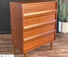 Mid-Century Modern Walnut Highboy Dresser by Bassett Furniture, c.1960